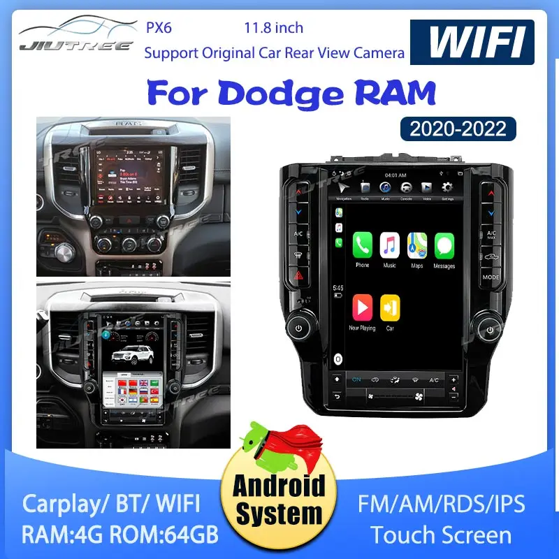 

11.8 " PX6 For Dodge RAM 2020-2022 Car Radio Android Car multimedia MP3player Head unit Auto carplay Tesla Sreen