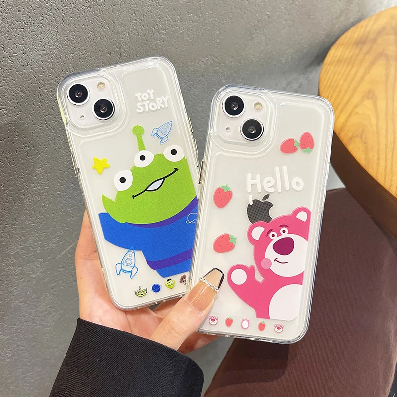 

Disney Hello Strawberry Bear Lotso Alien Phone Case for iPhone 11 12 13 mini pro XS MAX 8 7 6 6S Plus X 5S SE 2020 XR clear case