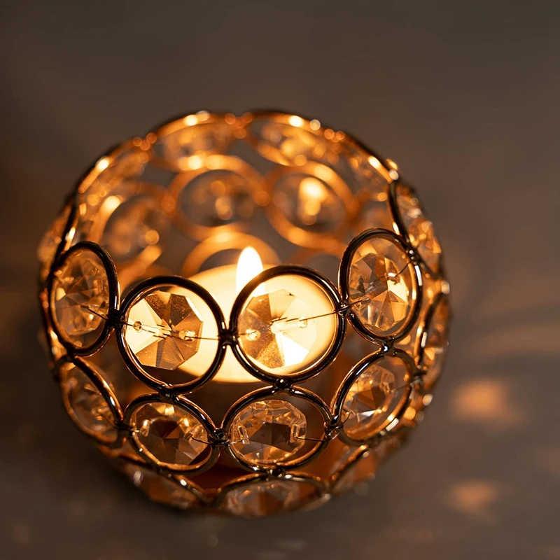 

Золотые хрустальные подсвечники, набор из 4 круглых подсвечников для чайного освещения, подсвечники оптом для свадебной вечеринки, домашни...