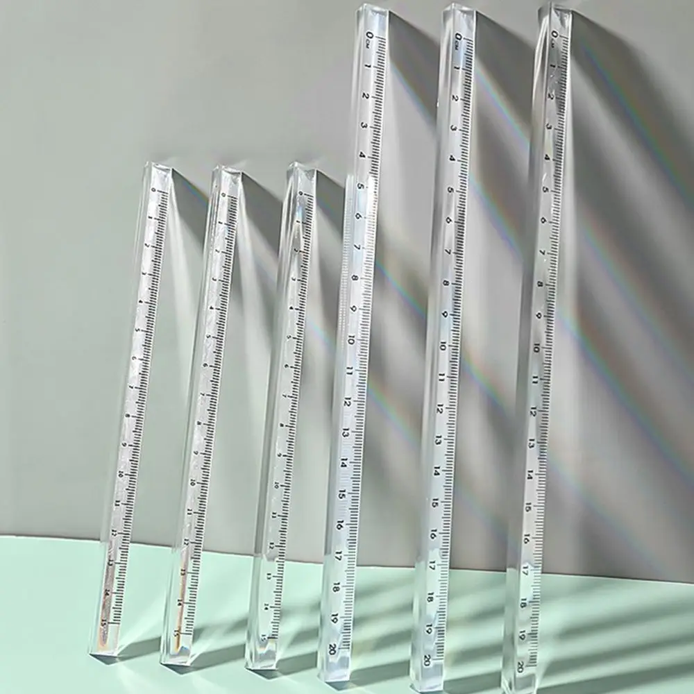 

15/20cm Transparent Straight Ruler Students Stationery Simple Triangular Rulers Kids Scale On Both Sides Measuring Tools