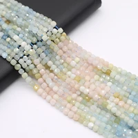 4mm natural stone cube beads loose faceted amazonite morgan bead for jewelry making diy women necklace bracelet gifts