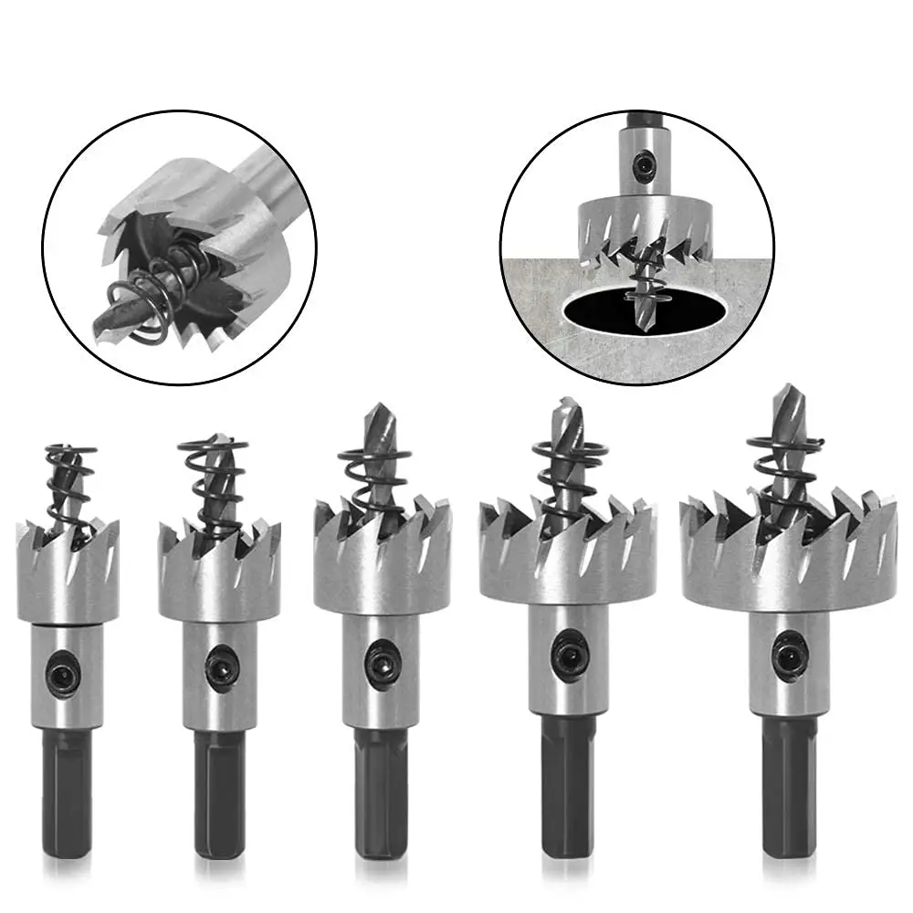 5Pcs High Quality HSS Drill Bit Hole Saw Set Stainless Steel Metal Alloy 16 18.5 20 25 30mm Stainless Steel Metal Alloy Cutting