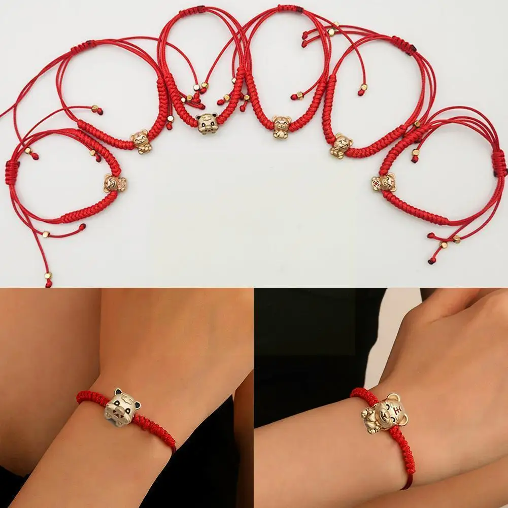 

12 Zodiac Year of the Tiger Braided Bracelet Adjustable Rope Bracelet Friendship Jewelry Bracelet Red Gift Lucky Z0Y4