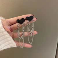luxury punk black love heart tassel chain pendant earring personality temperament earring jewelry gift for women 2022 design