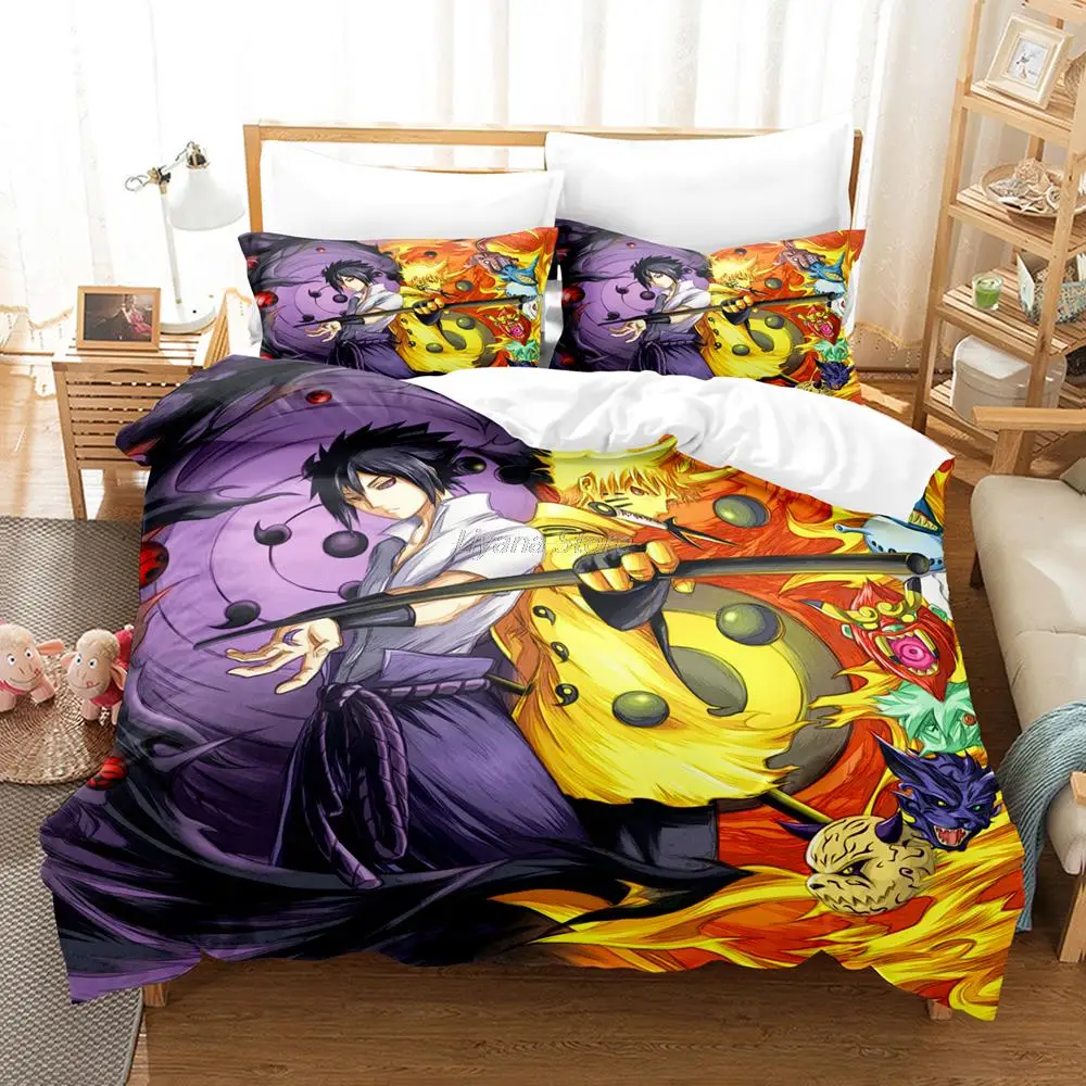 

Animation Sasuke Bedding Set Single Twin Full Queen King Size Nine tails fox Set Children's Kid Bedroom Duvetcover Sets 011