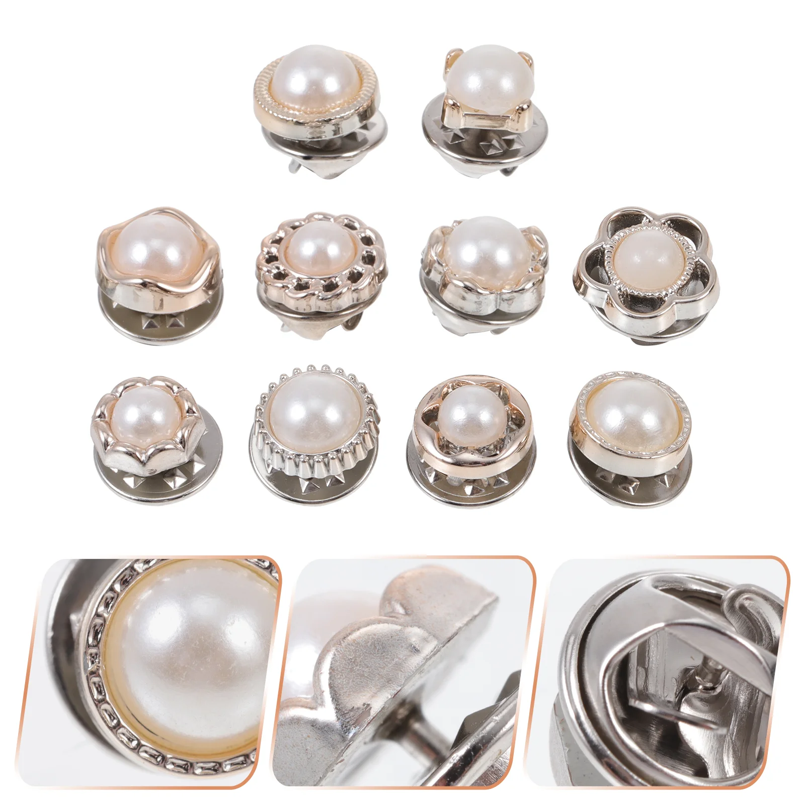 

Buttons Pearl Brooch Buttonsafety Shirt Sewing Crafts Clothes Sewno Set Nail Free Brooches Pin Lapel Embellishment Snap