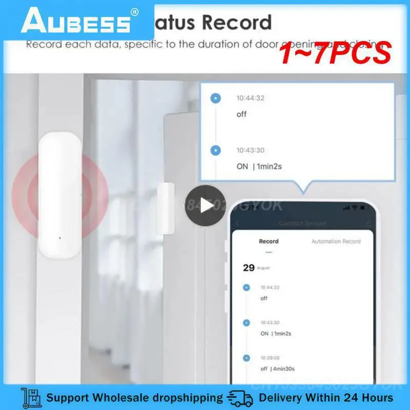 

1 ~ 7 шт. смарт-датчик двери Tuya WiFi, детекторы открытия и закрытия двери, охранная система для умного дома, система сигнализации Smart Life, управление через приложение