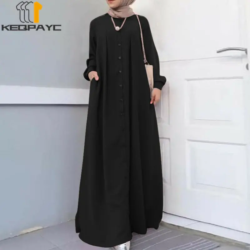 New 2023 Muslim Women Dubai Abaya Long Dress Kaftan Islam Arab Vintage Solid Loose Dresses Robe Middle East Ramadan Eid Clothing