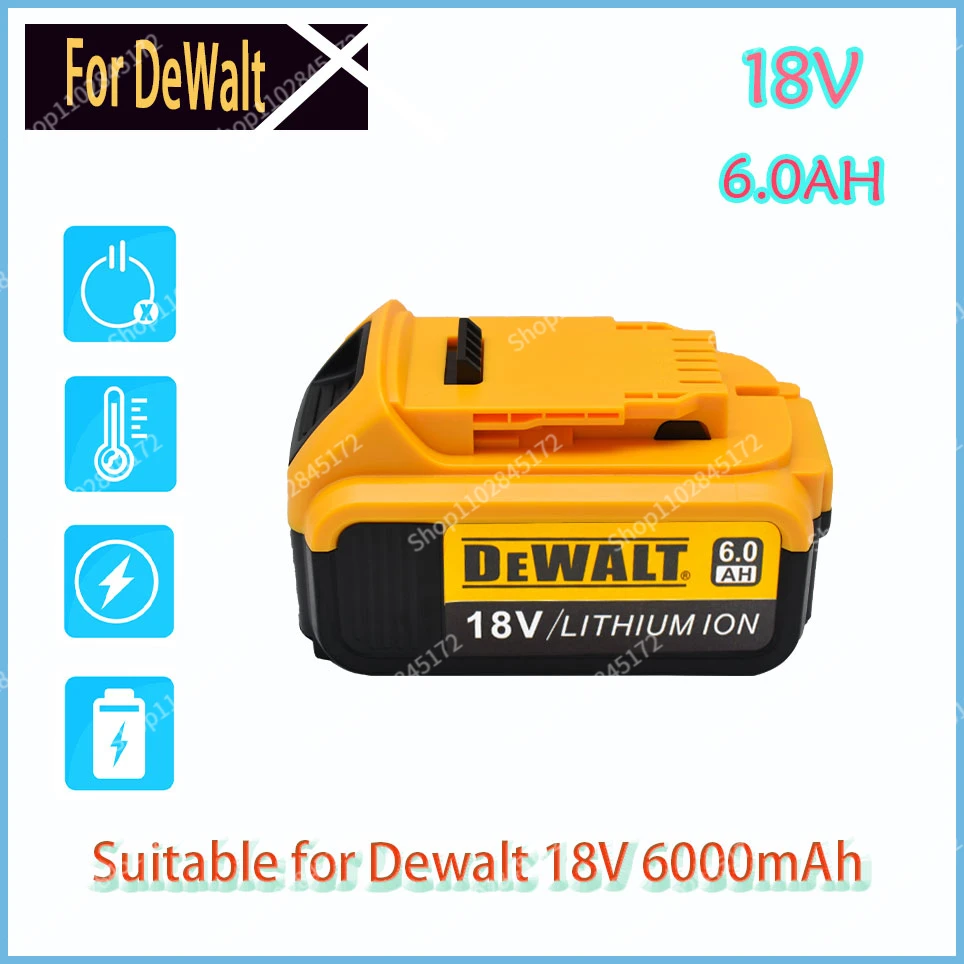 

DeWalt 18V 6.0AH 100% original rechargeable power tool battery with LED lithium-ion replacement DCB205 DCB204-2