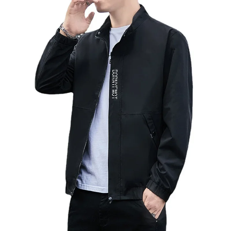 Куртка мужская демисезонная однотонная с воротником-стойкой