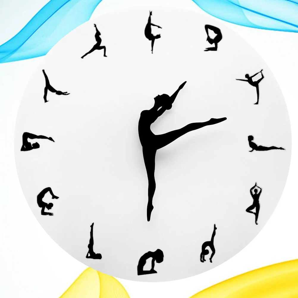 

Clock Wall Hanging Yoga Decoration Dancers Bedroom Home Dancing Girldance Classdecorative Decor Silhouette Gymnastics Diy
