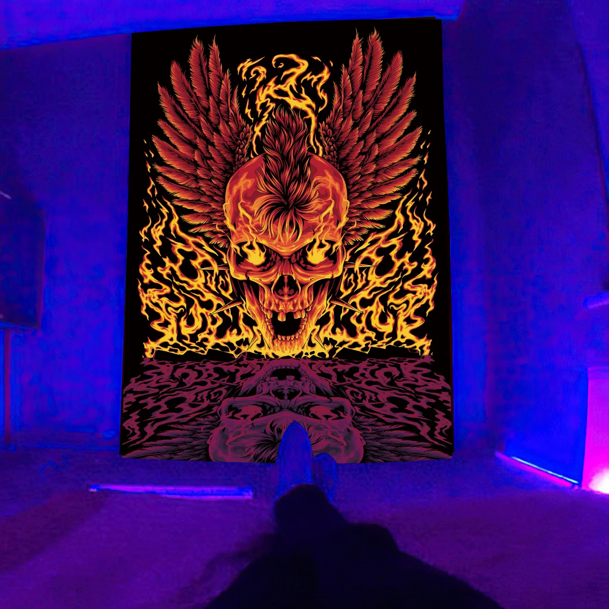 Черный цвет искусственный гобелен уф-реактивная психоделическая настенная