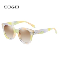 soei fashion square sunglasses women retro rivets decoration gradient shades uv400 men colorful leopard cat eye sun glasses