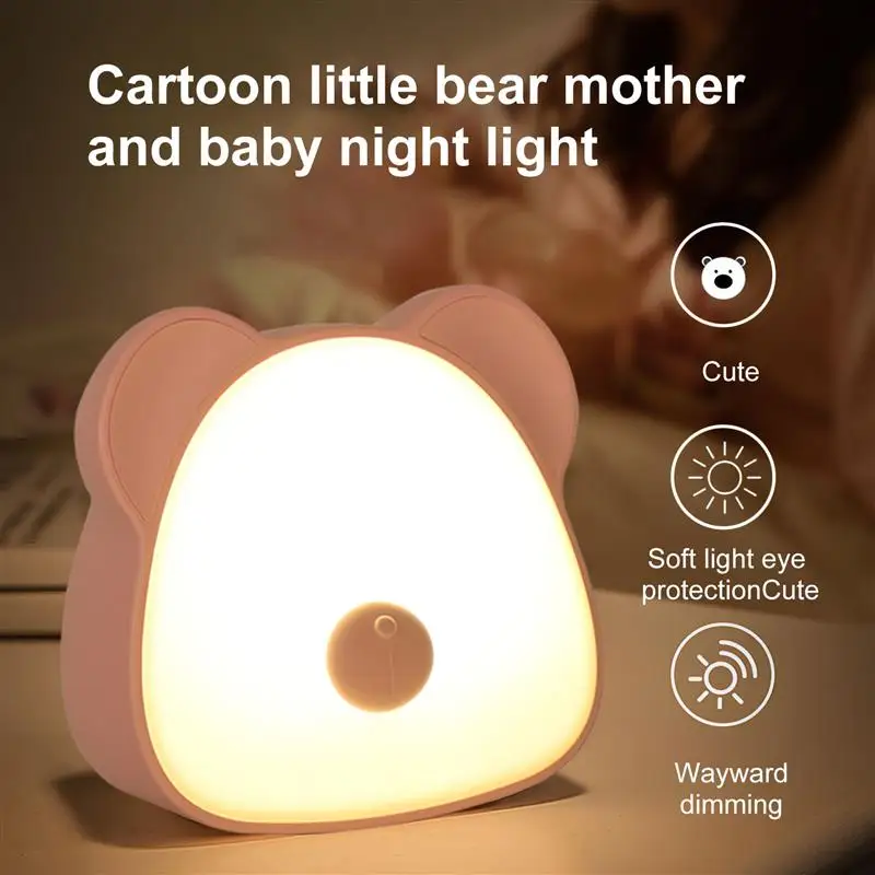 

Rechargeable Night Light Sleep Eye Protection Light 3 Color Temperature Touch Cartoon Bear Light Baby Feeding LED Bedside Light
