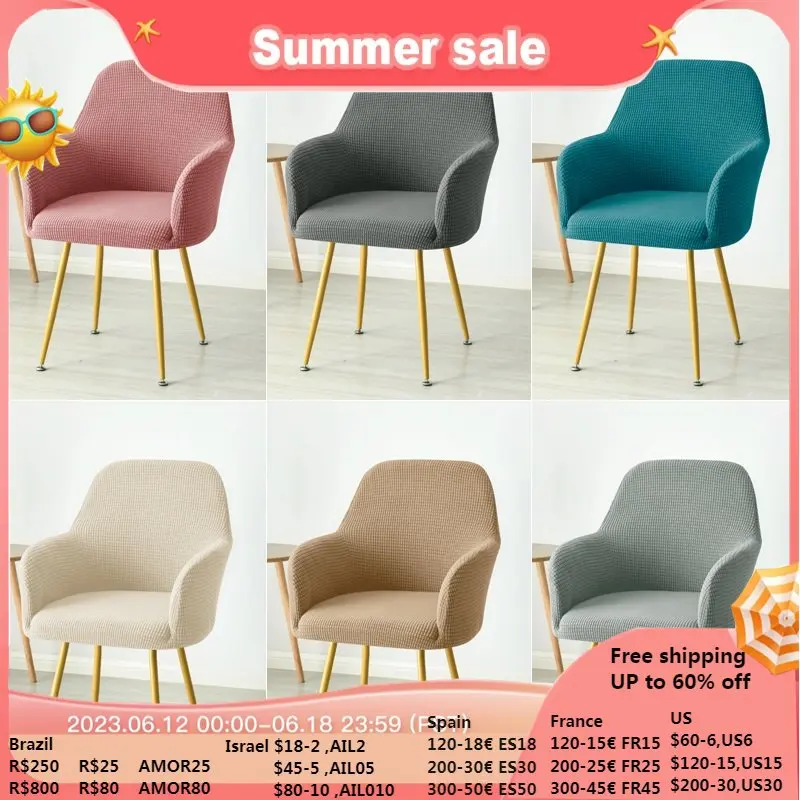 

1/6pc Polar Fleece High Dresser Arm Chair Cover Elastic Stretch Dining Chairs Cover Office Study Chair Slipcover House De Chaise