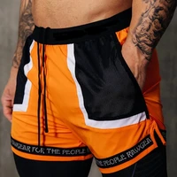 2022 new outdoor muscle fitness men sports pants fashion splicing fashion casual mens shorts elastic bodybuilding pants
