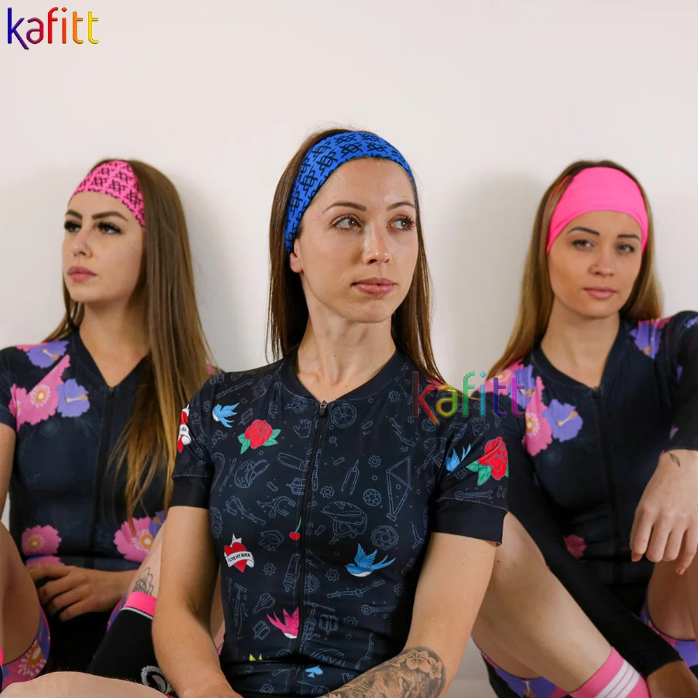 

Женский костюм для триатлона с коротким рукавом, 20D Pad