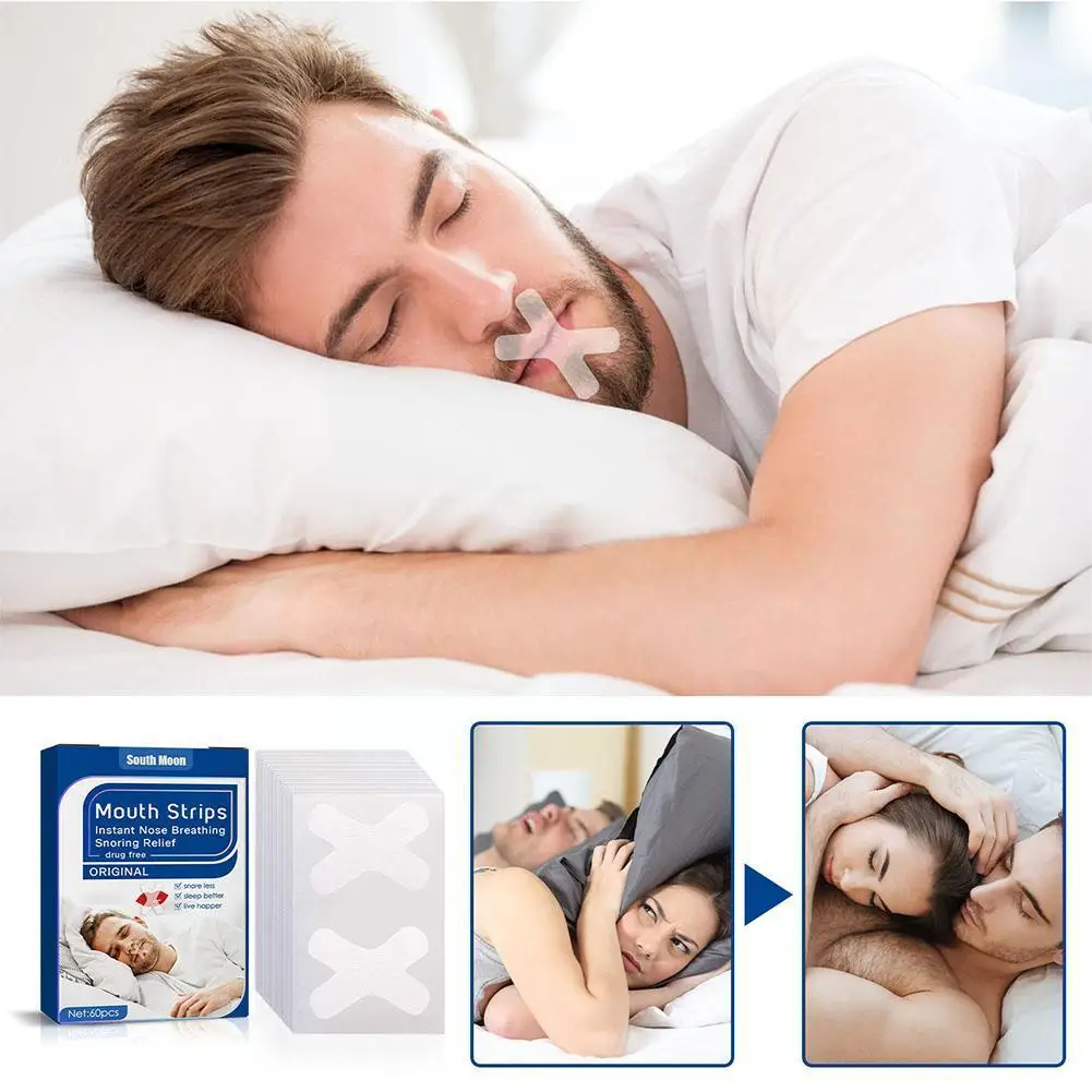 

South Moon Anti Snoring MouthTape Adult Shut Up Stickers Sleep Nighttime 60pcs Snoring Better Breathing Care Improve Nose H V0S5