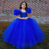 royal blue ball gown flower girl dress child wedding party gown ruffles beads costumes first comunion dress custom color