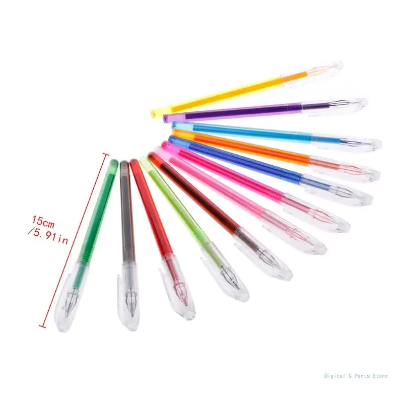 

M17F 12Pcs Colorful 0.5mm Gel Pen with Refill Stationery School Office Supplies