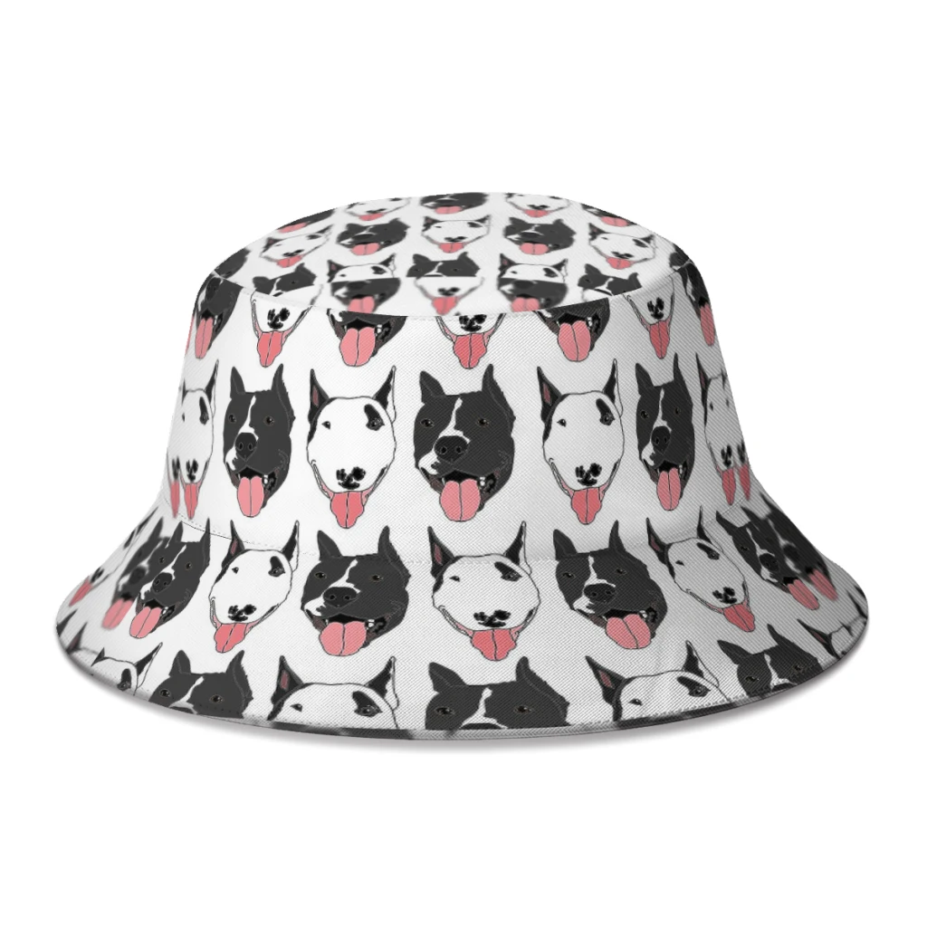 

New Unisex Polyester Aya And Bozo Bull Terrier Dog Bucket Hat Women Summer Sunscreen Panama Men Streetwear Fishing Fisherman Hat