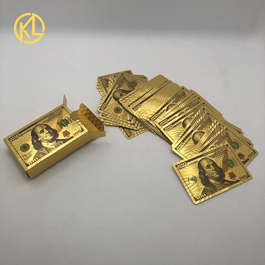 24-каратное золото посеребренная мозаика доллар США Дубай дизайн игральные карты