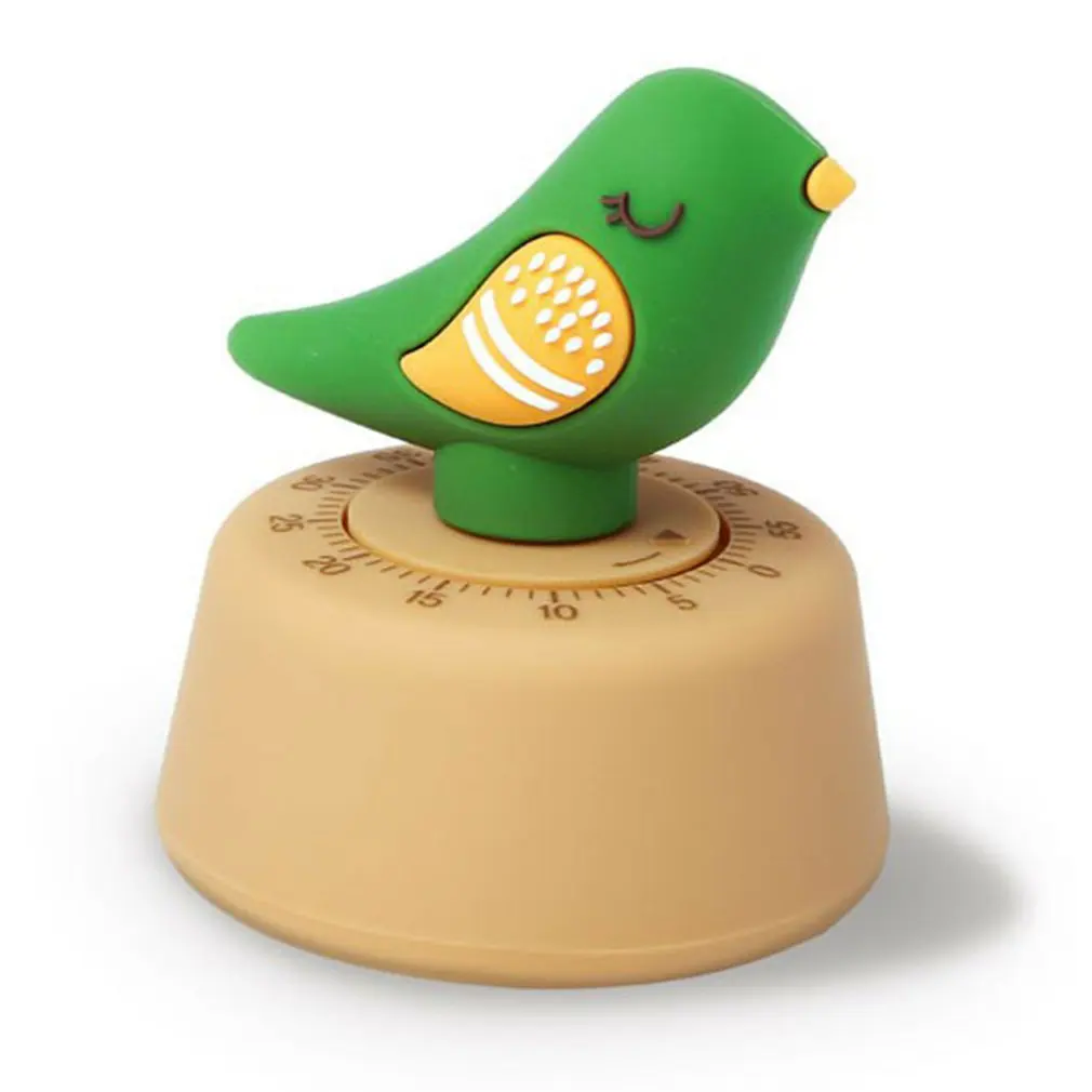 

Mechanical Mode 60 Minutes Student Study Kitchen Timer Plastic Dial Cartoon Cute Bird Shape Desktop For Kids Craft Home Decor