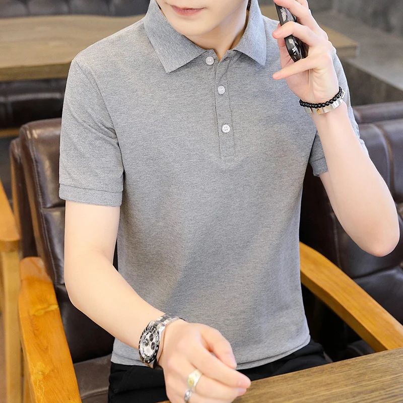 

Brand Men's Polo Shirt 2022 Summer New Cotton Breathable Fashion Solid Polo Men Short-Sleeved Tees Shirt Man Lapel Collar Tops
