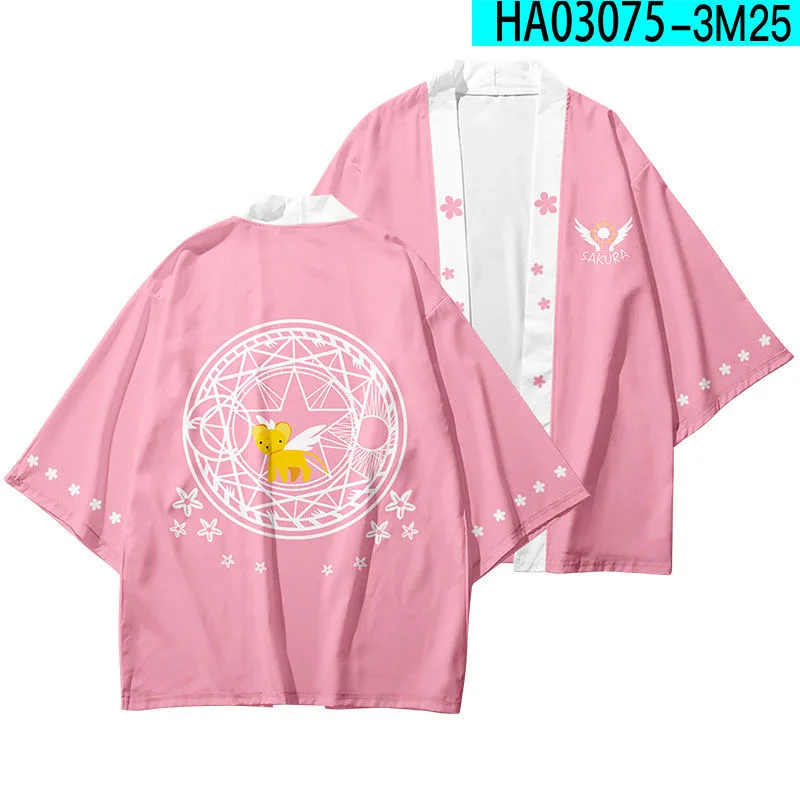 

Cardcaptor Sakura Kawaii Printing Japanese Kimono Haori Yukata Cosplay Fashion Summer Casual Cool Short Sleeve Streetwear