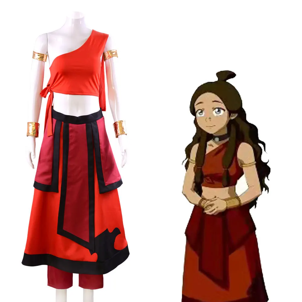 

Avatar: The Last Airbender.Katara.Anime Cosplay Costume.Red Clothes.Antarctic Aqua Village