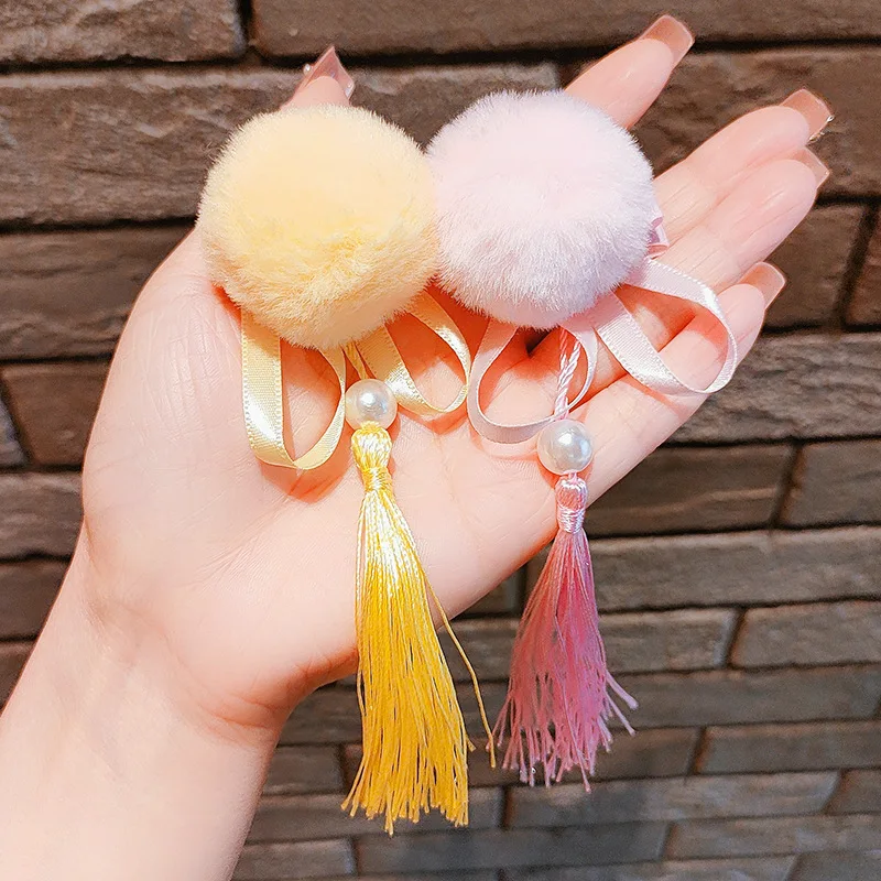 

1pair Cute Children Fringe Hair Clip Wheat Hair Ball Girl Baby Side Clip Cute BB Clip Headwear Hair Clips
