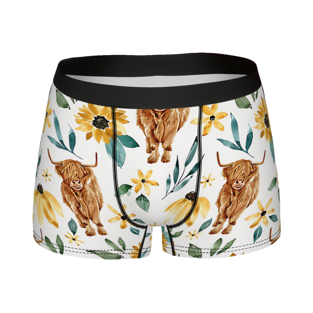 Трусы-боксеры Highland мужские хлопковые пикантное нижнее белье с цветами бычьей и