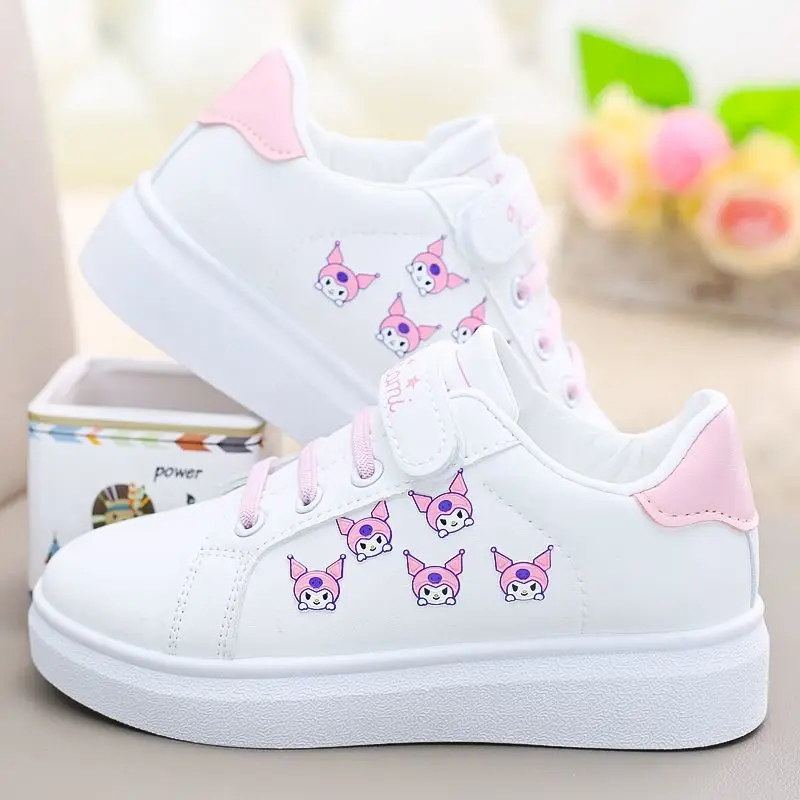 

Kawaii Sanrios Kuromi Summer and Autumn Child White Shoes 6-12 Years Old Girl's Sneakers Breathable Non Slip Skate Shoes