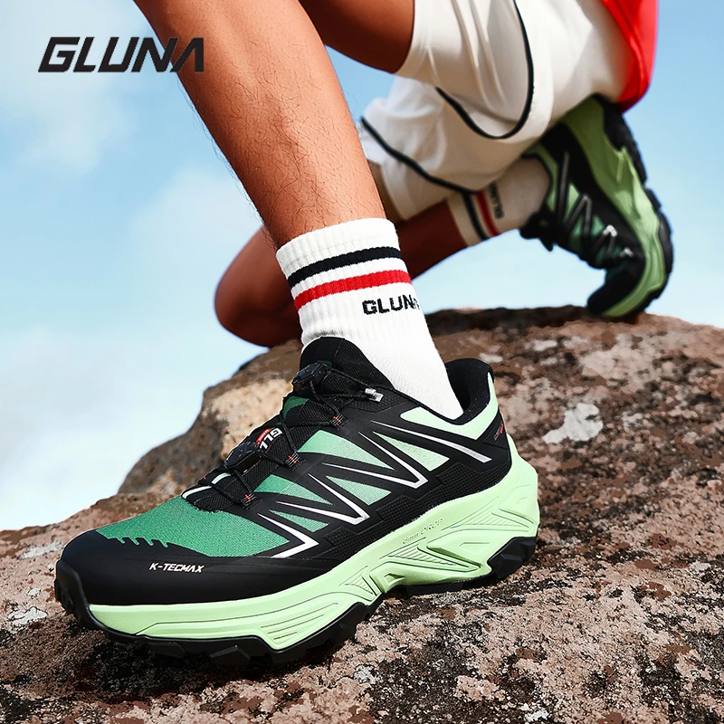 GLUNA Men Light Road Running Shoes Leather sneakers Sport Outdoor Walking Waterproof Jogging women