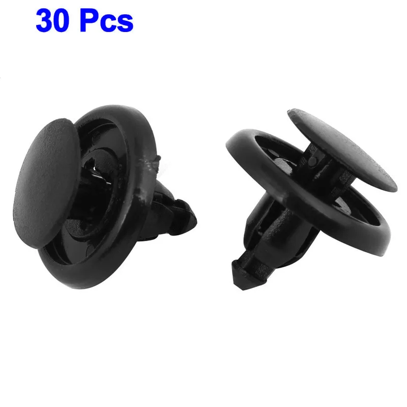

7mm Dia Hole Plastic Rivets Fasteners Universal Black Pin Clips For Car Auto Fender Vehicle 30pcs High Quality