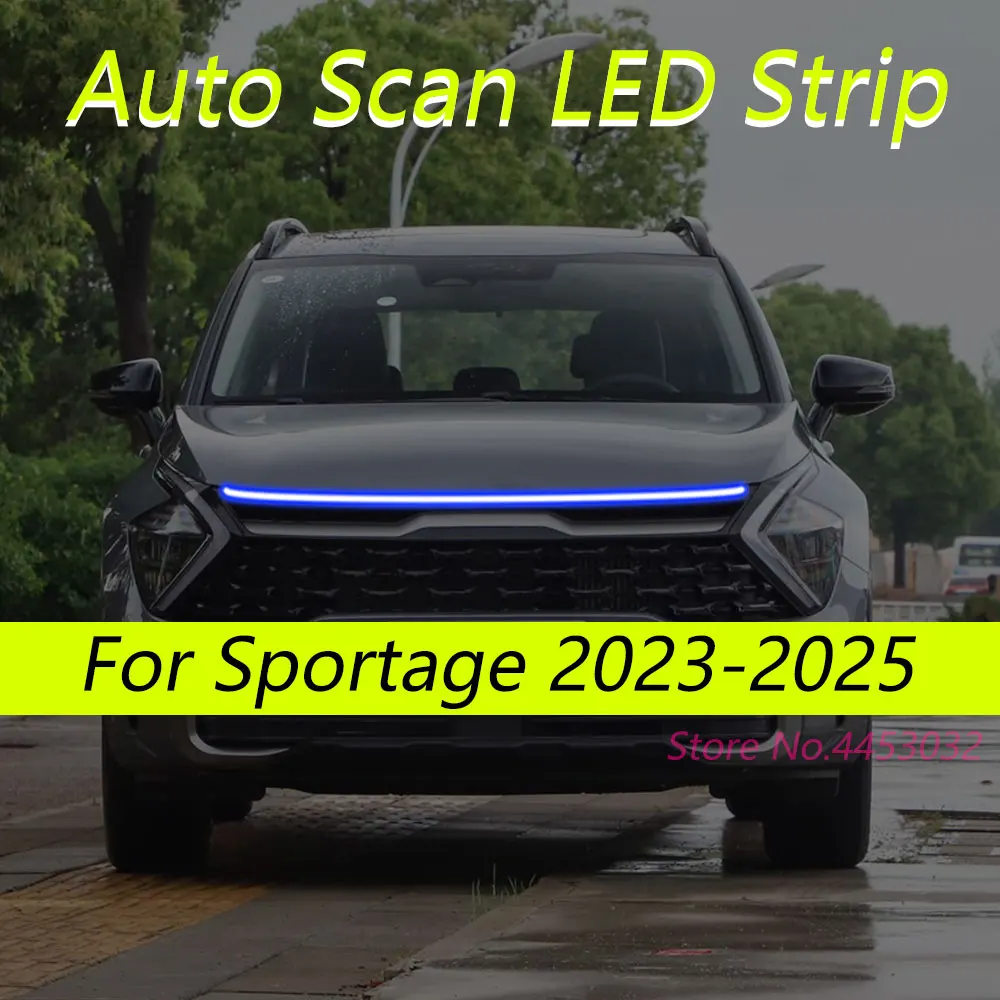 Фото Светодиодные ленты DRL с автоматическим сканированием и запуском для Kia Sportage 2023-2025, автомобильный капот, гибкие фары, приветственный свет, 59 дюймов №2