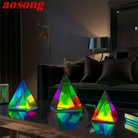 aosong contemporary creative table lamp pyramid indoor atmosphere decorative led lighting for home bed room