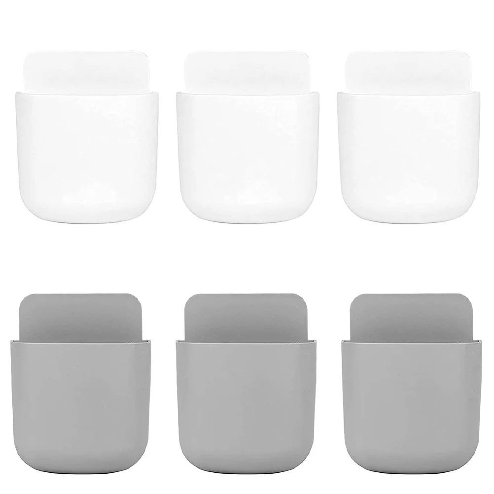 

6 Pcs Wall Mount Sundries Container Holder Remote Controls Storage Abs Punch Free Mounted