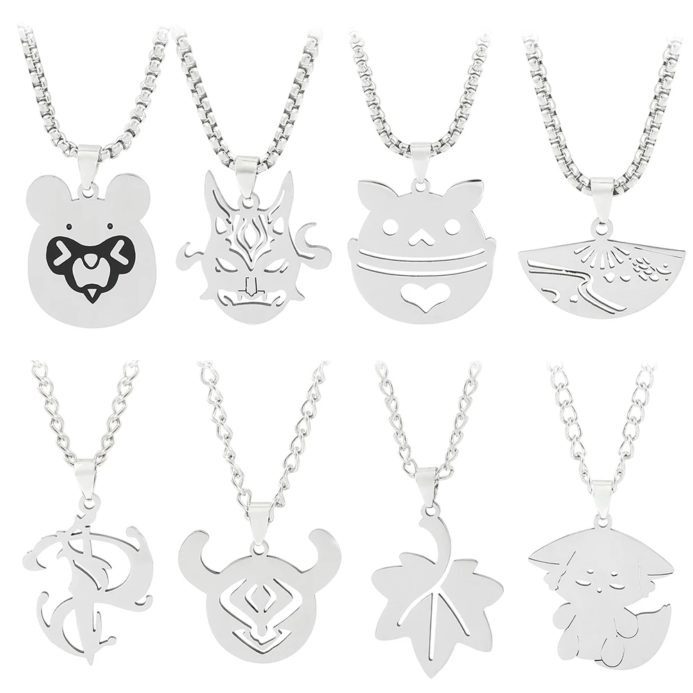 

Genshin Impact Necklace Cute Anime Cartoon Ghost Punk Couple Stainless Steel Pendant Men/Women Fashion Jewelry Accessories Gift