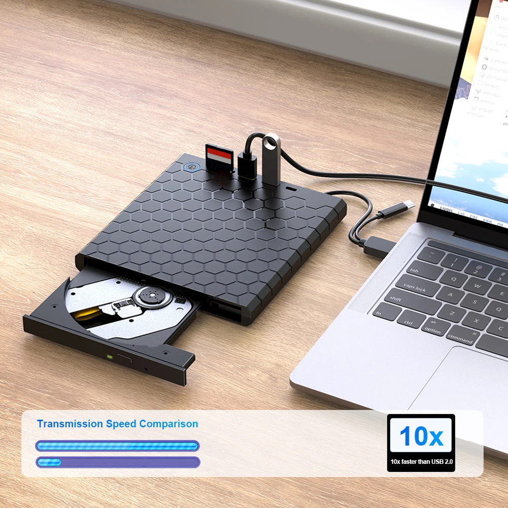 

DVD-проигрыватель USB 3.0 Type-C, устройство записи компакт-дисков со слотами для SD/TF, внешний DVD-проигрыватель, USB3.0 концентратор, TF-устройство для ноутбука, Macbook, ПК