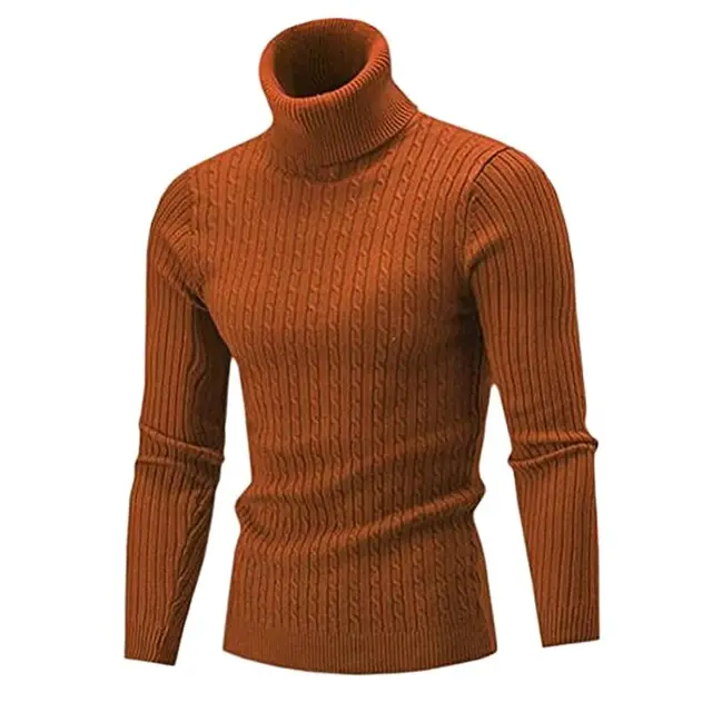 New Winter Men's Turtleneck Sweaters Cotton Slim Knitted Pullovers Men Solid Color Casual Sweaters Male Autumn Knitwear 2