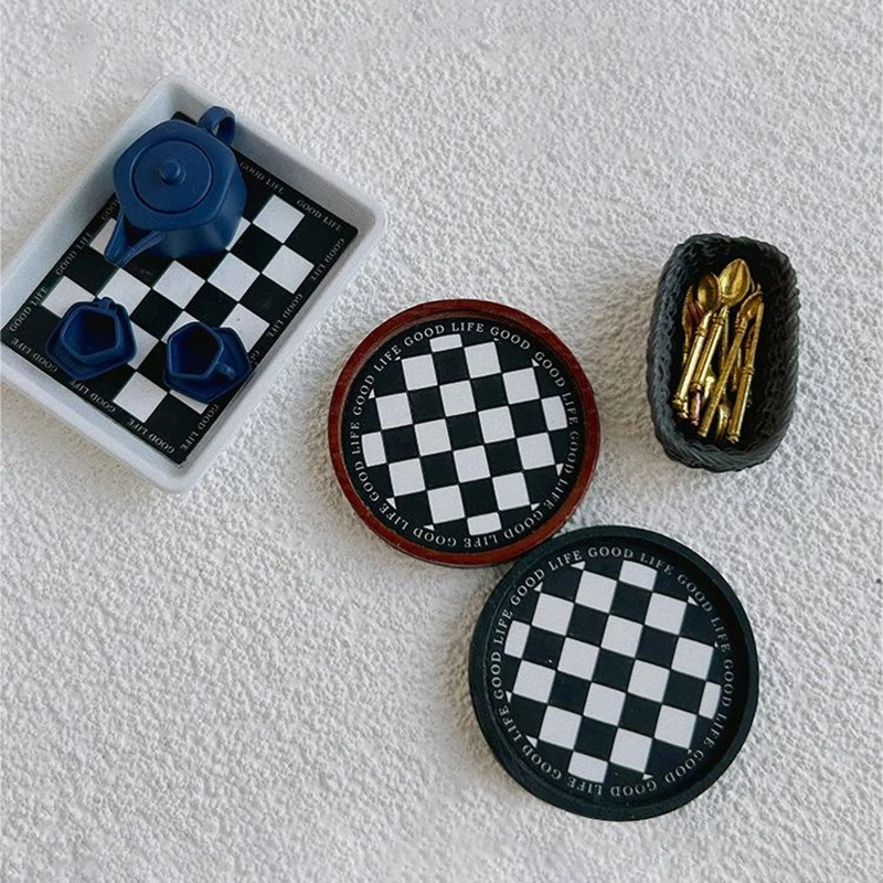 

1Pc Dollhouse Miniature Circular Resin Trays Plates Tableware Tea Set Tray Doll Kitchen Furniture Model Kids Pretend Play Toys