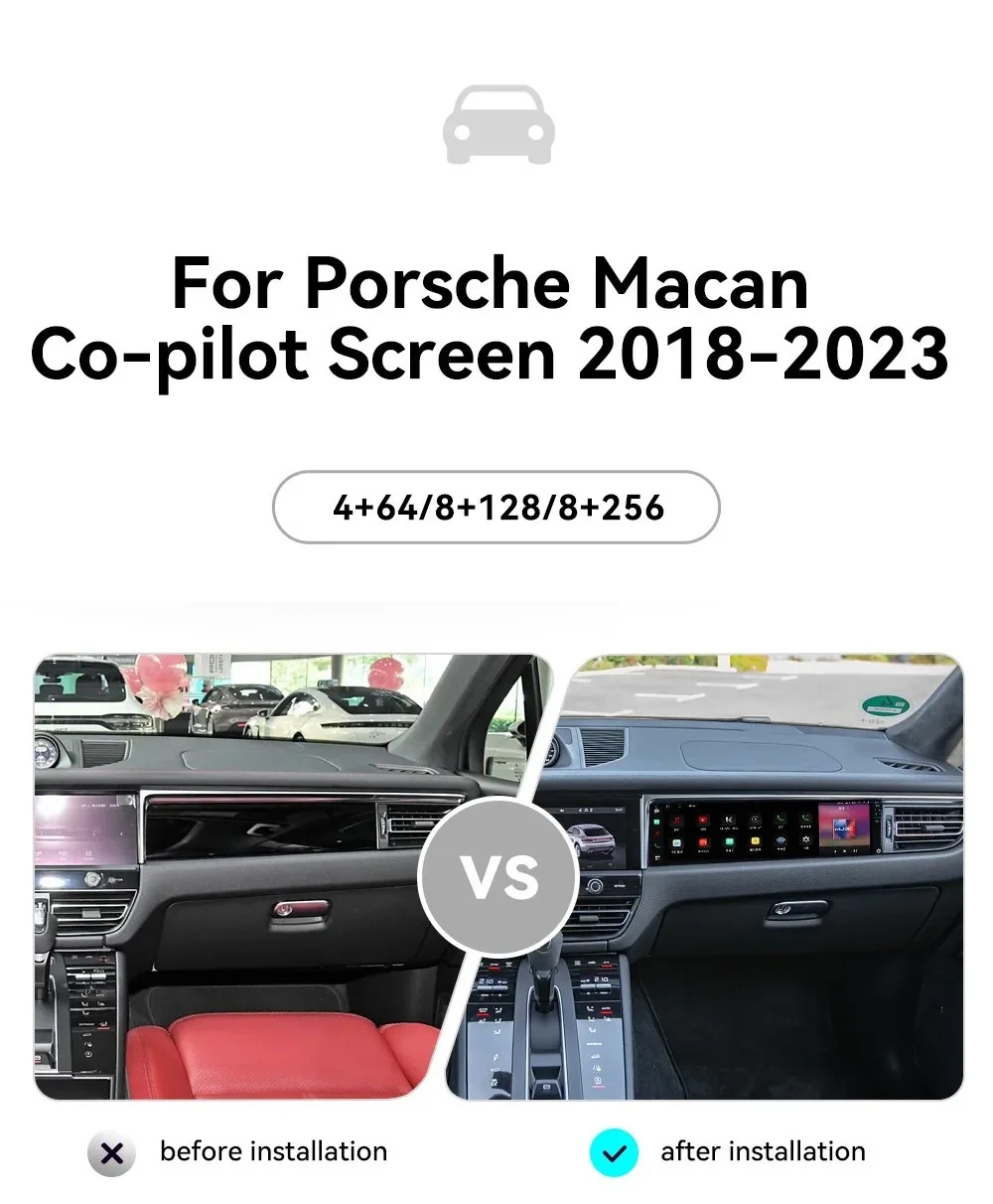 Фото 15-дюймовое автомобильное радио с CarPlay и Android 14 для Porsche Macan 2018-2023, GPS-навигация, развлекательная система для пассажиров, стерео-головное устройство 4G №2