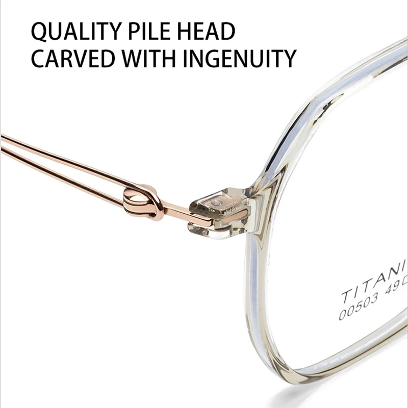 VICKI Vintage Pure Titanium Tan Female Polygon Frame Glasses Can Be Customized Prescription Multi-focus 00503