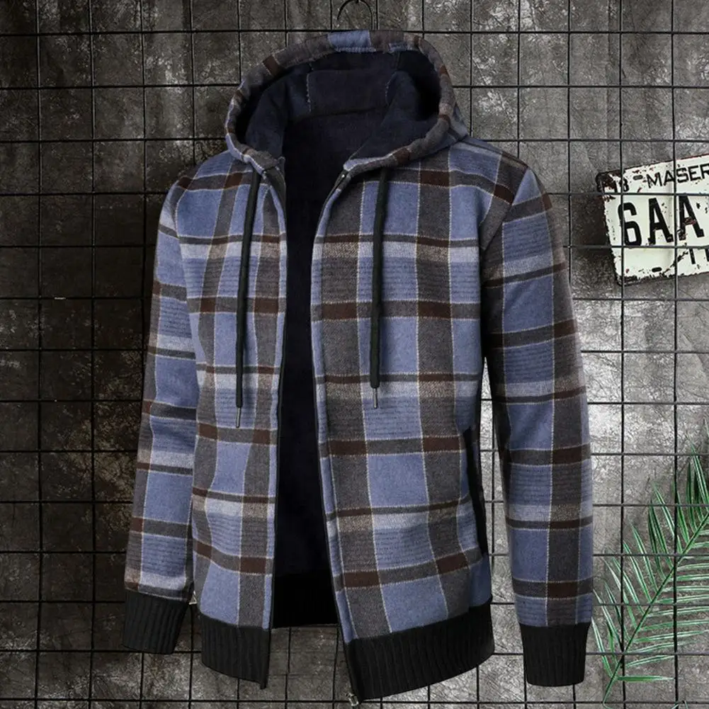 

Sweater Coat Hooded Streetwear Contrast Colors Pockets Cardigan Men Coat Winter Coat for Daily Wear