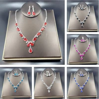 ladies jewelry set super flash european and american necklace earring set chain exquisite bridal 2 piece rhinestone accessories