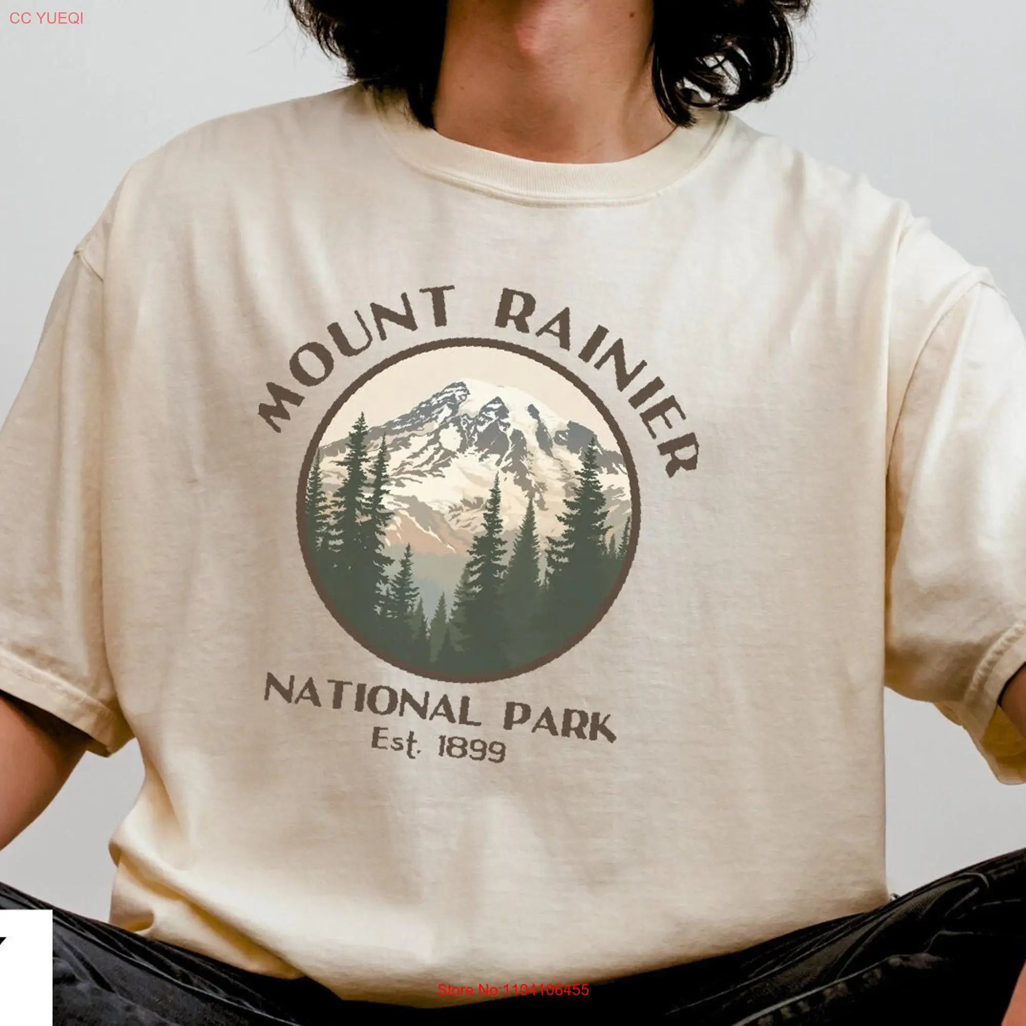 Футболка с винтажным креплением в национальном парке Rainier сувенир длинными или