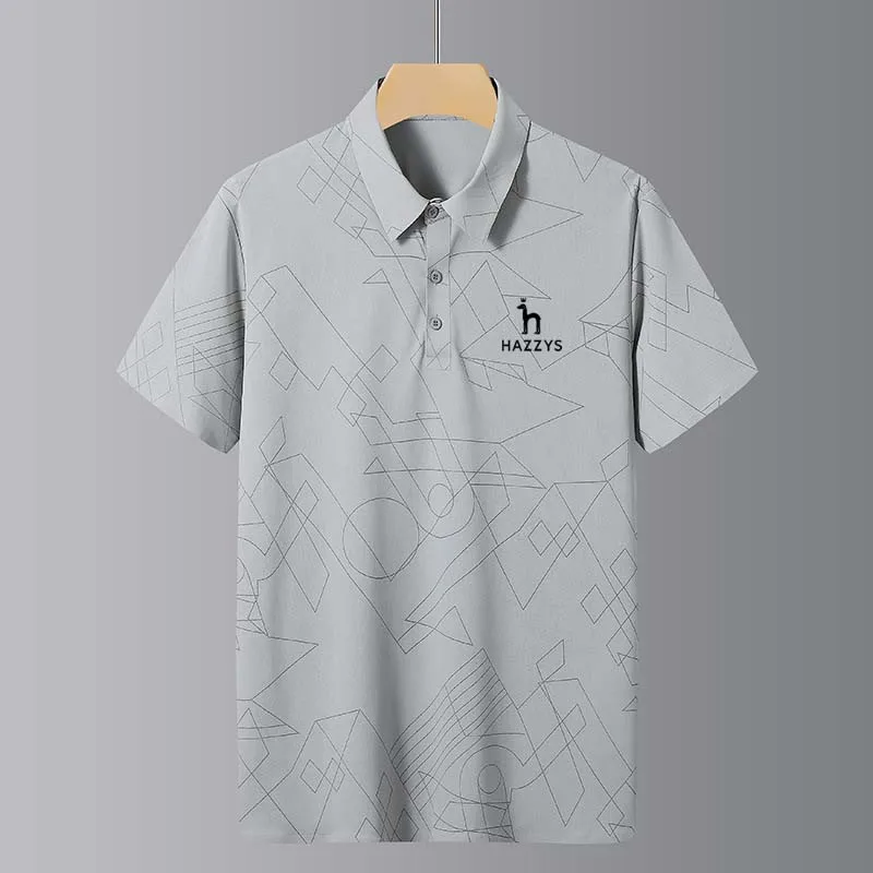 HAZZYS Embroidery Logo Men's Polo Shirts Summer Shirt Design Geometric Patterns Short Sleeve Casual Business Sports Tops Tees