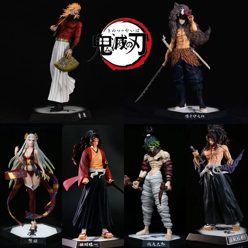 

28CM Demon Slayer Anime Figure Douma Action Figure Hashibira Inosuke Kokushibo Tsugikuni Yoriichi Daki Giyuutarou Figurine