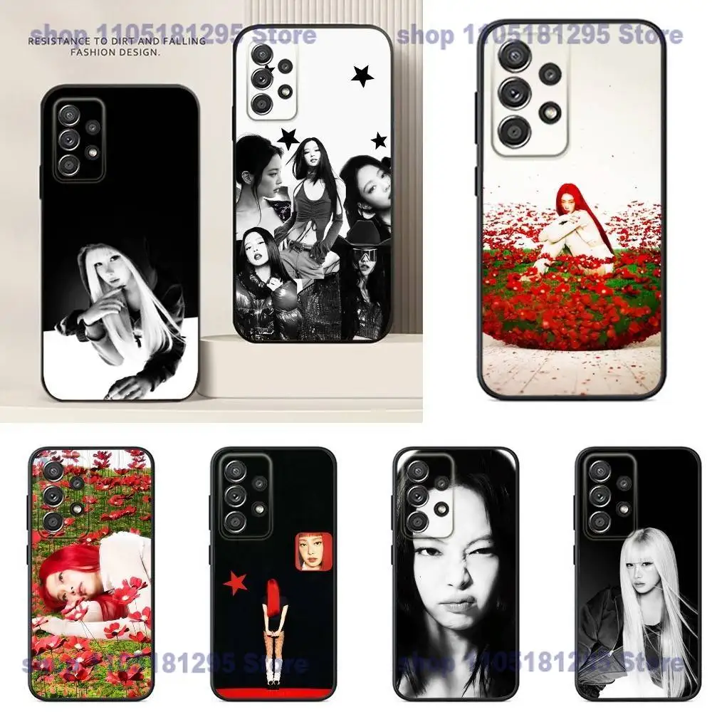 Фото Черный мягкий силиконовый чехол для телефона Samsung S24,21,22,23,30,Ultra,20,Plus,Note,10,9,J-JENNIE Singer №1